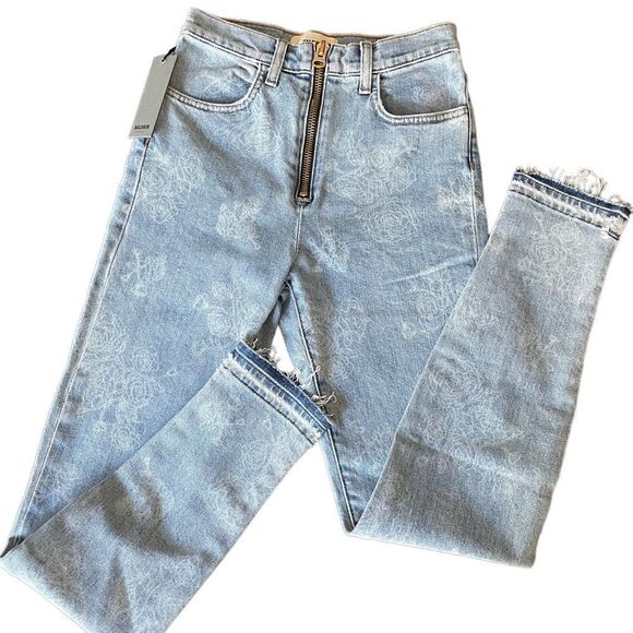 baldwin Denim - Baldwin Kansas City Harley High Rise Skinny Jeans zip up floral print sz 24 NEW